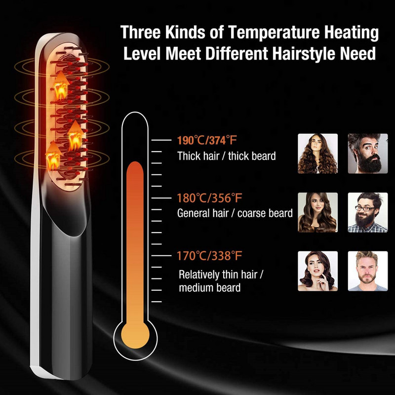 Juuksesirgendushari Juhtmevaba kuumkammhabemesirgendaja meestele Habemehari Juuksekoolutaja Ilu Stiilitööriistad Sirgendamine