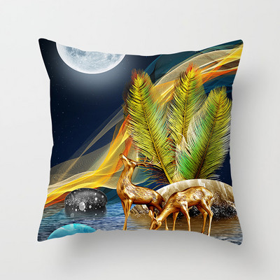 Kuldse lehe põdrapuu mustriga padjapüür diivan padjapüür Polüester padjakate elutoa tooldiivan kodukaunistus 40874