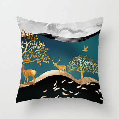 Kuldse lehe põdrapuu mustriga padjapüür diivan padjapüür Polüester padjakate elutoa tooldiivan kodukaunistus 40874