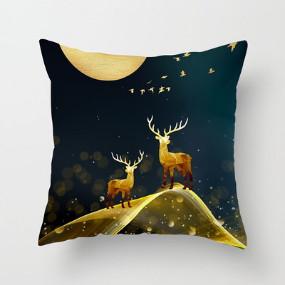 Kuldse lehe põdrapuu mustriga padjapüür diivan padjapüür Polüester padjakate elutoa tooldiivan kodukaunistus 40874