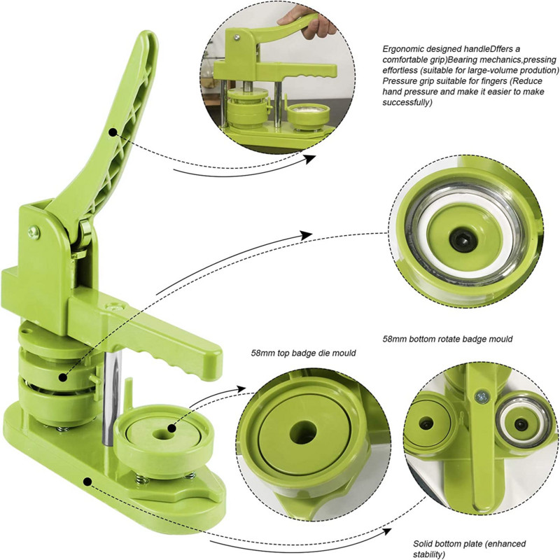 „Pasidaryk pats“ mygtukų gamybos mašina Ženklelių kūrėjo mygtukų gaminimo mašina Daugia apskritimų pjaustytuvų, be montavimo, ženkliukų smeigtukų mašina vaikams