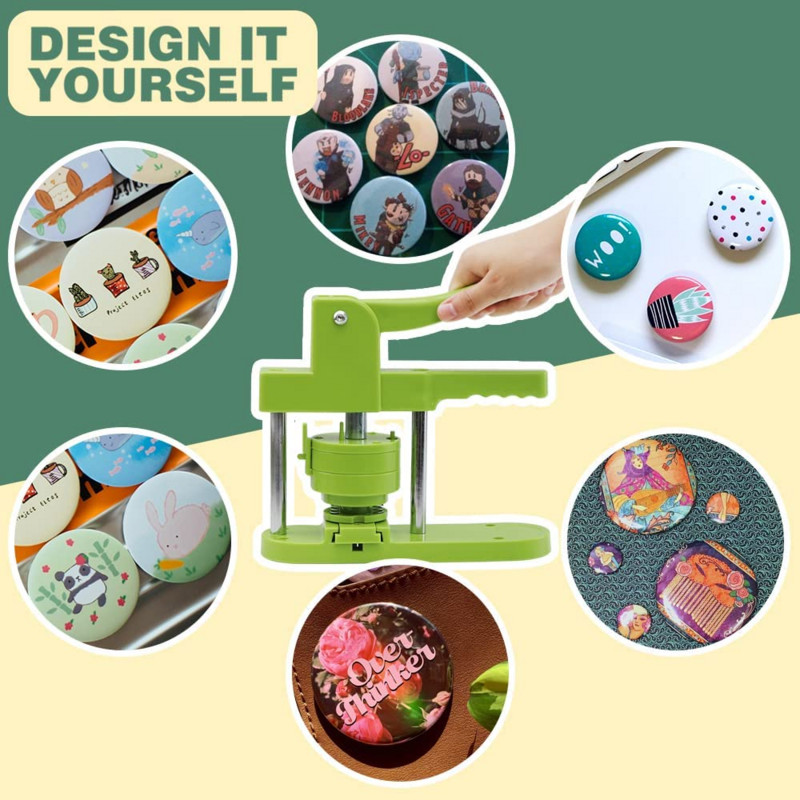 „Pasidaryk pats“ mygtukų gamybos mašina Ženklelių kūrėjo mygtukų gaminimo mašina Daugia apskritimų pjaustytuvų, be montavimo, ženkliukų smeigtukų mašina vaikams
