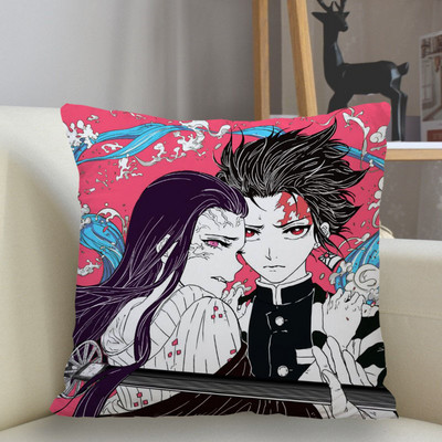 Otthoni dekoráció párnahuzat poliészter Demon Slayer párnahuzat kanapé dekoráció párnahuzat párnahuzat 45x45cm