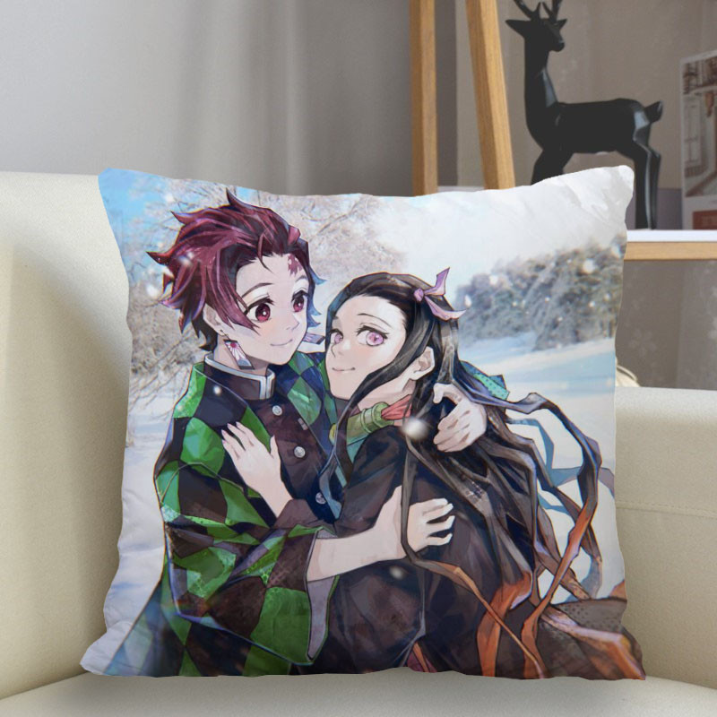 Otthoni dekoráció párnahuzat poliészter Demon Slayer párnahuzat kanapé dekoráció párnahuzat párnahuzat 45x45cm
