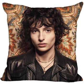 Нова калъфка за възглавница Finn Wolfhard Спалня за домашен офис Декоративна калъфка за възглавница Квадратна калъфка за възглавница с цип 45X45CM Сатен Мека без избледняване