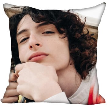 Нова калъфка за възглавница Finn Wolfhard Спалня за домашен офис Декоративна калъфка за възглавница Квадратна калъфка за възглавница с цип 45X45CM Сатен Мека без избледняване