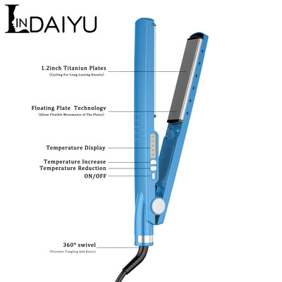 Profesionalus plokščias lygintuvas 11/4 nanotitano 450F temperatūros plaukų tiesintuvas LINDAIYU suktukas LCD ekranas elektriniai formavimo įrankiai