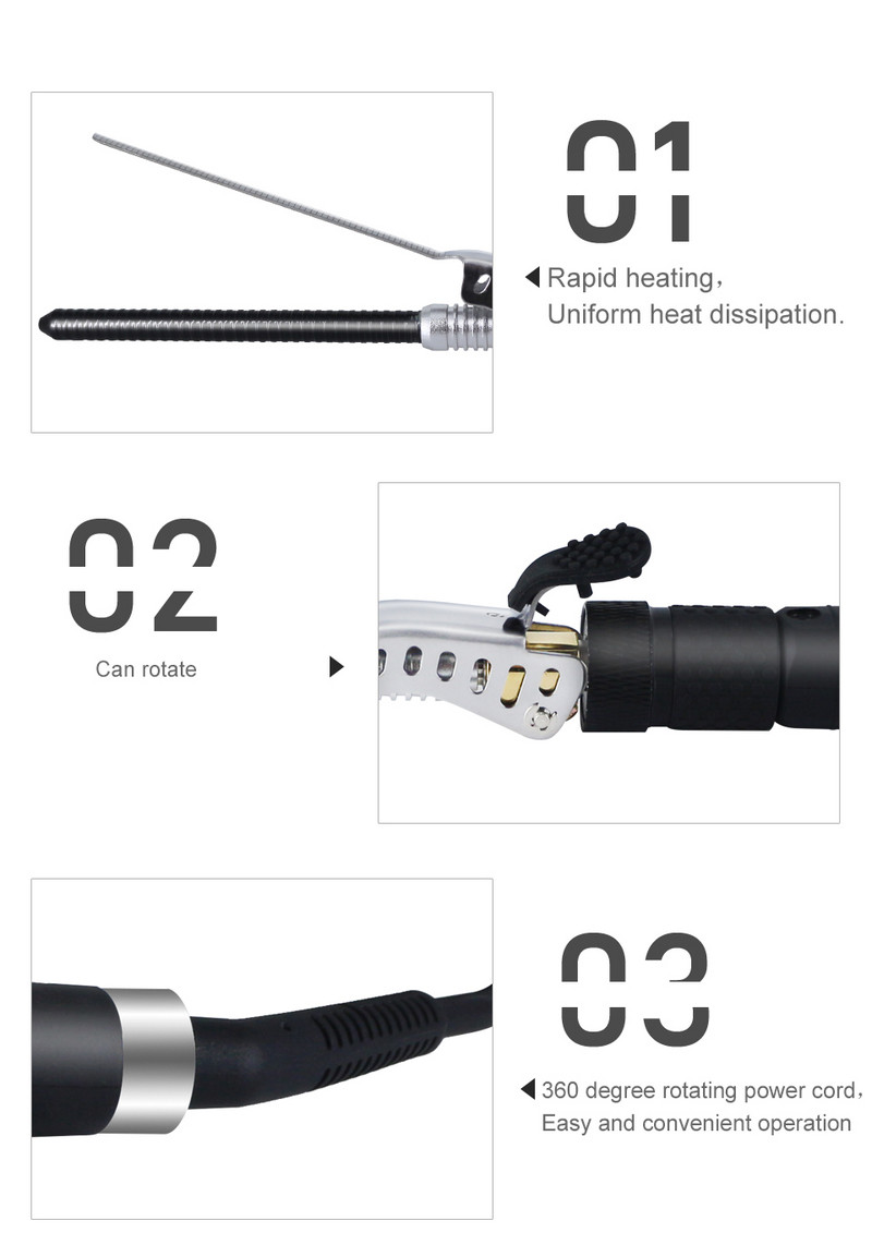 Ανδρικό ψαλιδάκι μαλλιών Κεραμικό ραβδί για μπούκλες για μικρά μαλλιά Βαθιά σγουρά μπουκλάκια ρολά Σίδερο περιστρεφόμενο 360 μοιρών