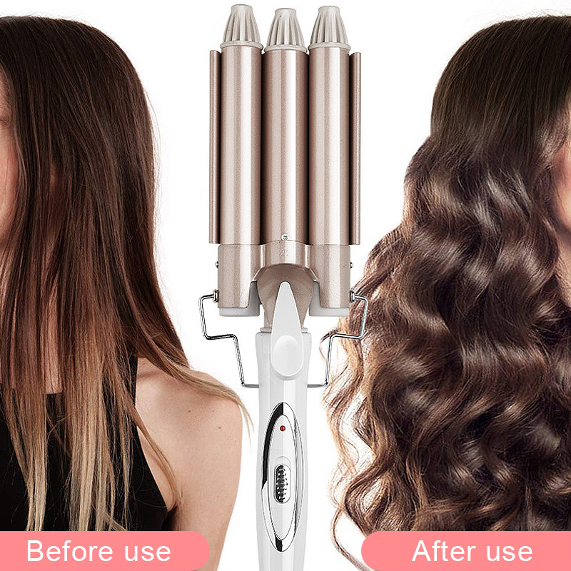 Kemei Hajcsavarók Hullámos Hair Has 3 Head Crimper Hullámozás Háromszoros Hajsütővas Professzionális Stylist Eszközök Waver
