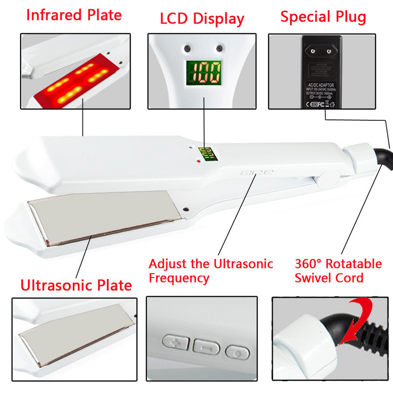 Parna pegla za kosu Hladna magla Pegle za njegu kose Infracrveno i ultrazvučno ravno glačalo Aluminijska ploča za mokru kosu Alat za njegu