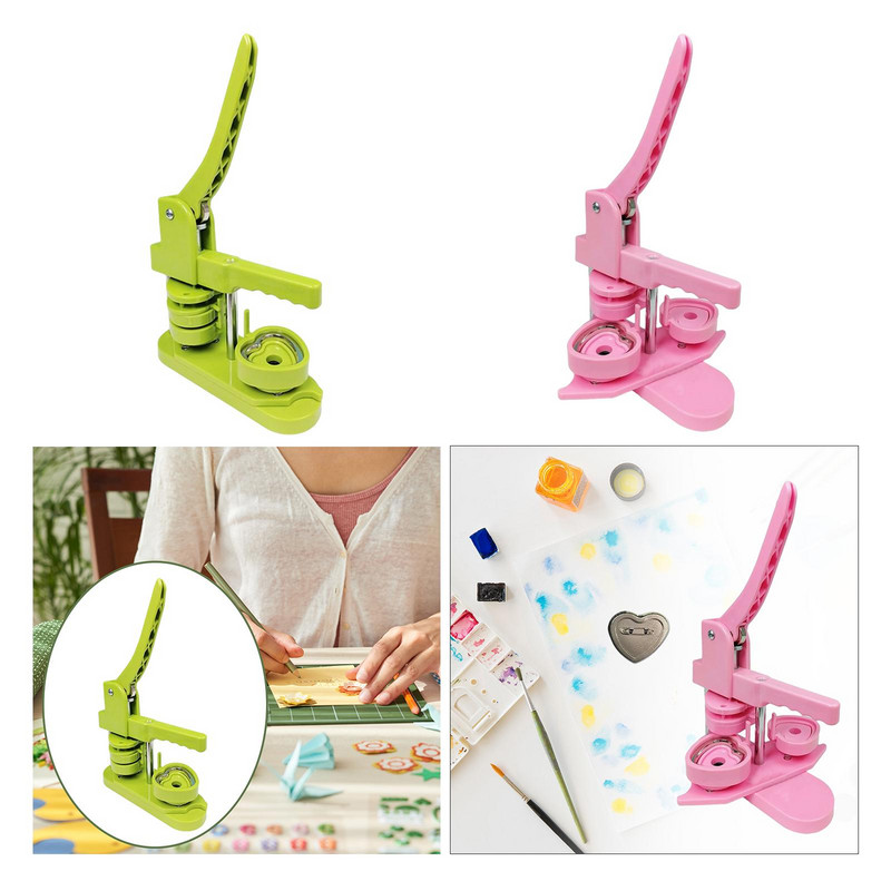 „Pasidaryk pats“ ženklelių gamybos mašina Širdies formų smeigtukų mygtukų gaminimo mašina, besisukančio pagrindo pradiniai rinkiniai Lengvas valdymas dovanoms Smeigtukų mygtukų veidrodėlis