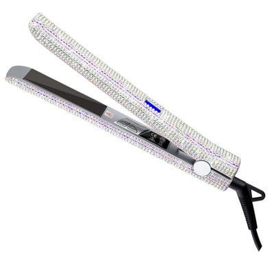 RUCHA Crystal hajkiegyenesítők 470F MCH Gyorsan felmelegedő titán lapos vasaló Bling Rhinestone Iron szalon hajformázó eszközökkel
