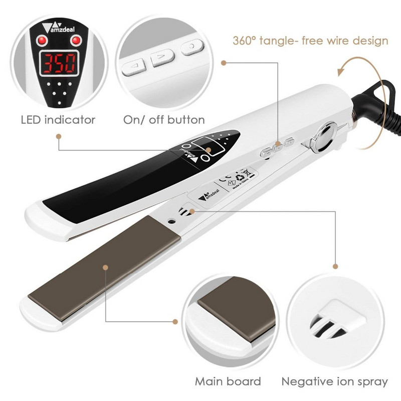 RUCHA Placă de îndreptat păr Plăci de titan Fier de călcat profesional MCH Fier de ondulat cu încălzire rapidă pentru păr femei