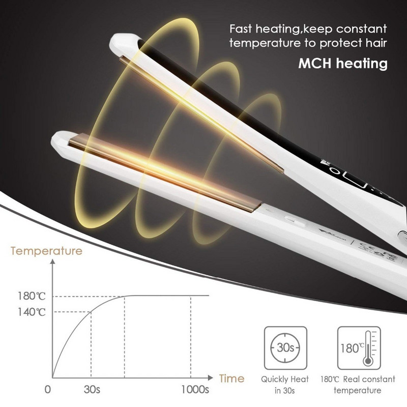 RUCHA Placă de îndreptat păr Plăci de titan Fier de călcat profesional MCH Fier de ondulat cu încălzire rapidă pentru păr femei