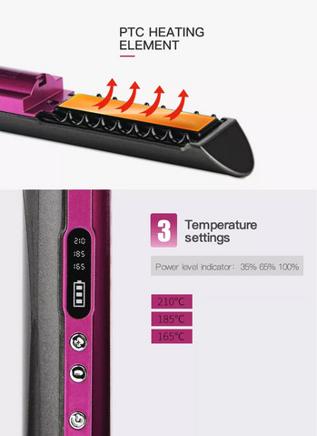 Ασύρματο ισιωτικό μαλλιών USB Ασύρματο ισιωτικό μαλλιών με βάση φόρτισης OEM Custom 1000pcs