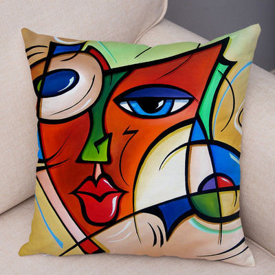 Lakás dekoráció Absztrakt festészet párnahuzat dekoráció skandináv stílusú színes rajzfilm lány nyomtatás párnahuzat kanapé otthon 45x45cm
