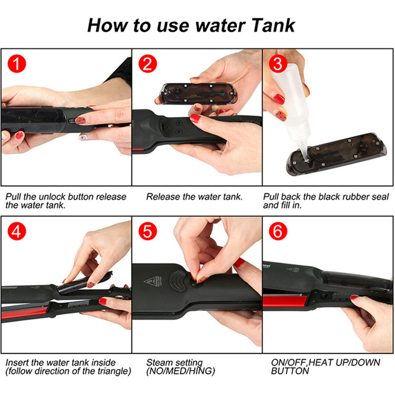 Keramička 3D ploča Vapor Spray Flat Iron Infracrvena profesionalna parna pegla za kosu Sve vrste salonskih stilova za ravnanje kose na paru