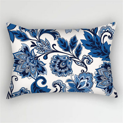 30x50cm Sinine Ins Polüester padjakatte tint Lillelised lehed Padjapüür Lilletriip Kahepoolne Prindiga Vöökoht Kodu Dekoratiivne