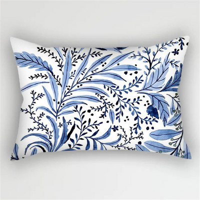 30x50cm Sinine Ins Polüester padjakatte tint Lillelised lehed Padjapüür Lilletriip Kahepoolne Prindiga Vöökoht Kodu Dekoratiivne
