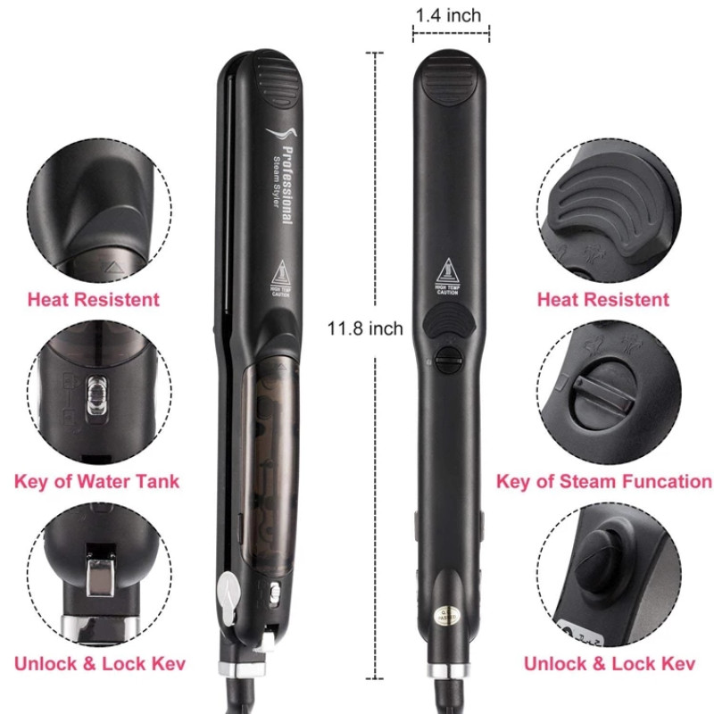 Επαγγελματικό ισιωτικό μαλλιών 450F κεραμικού ατμού με ατμό με έγχυση ελαίου Argan Steam Flat Iron Κεραμικό σίδερο ταχείας θέρμανσης ατμού