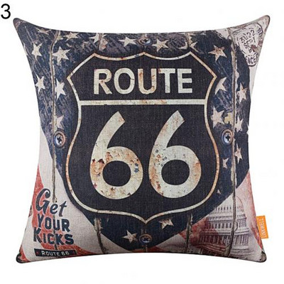 Vintage American Map Route 66 Mintás puha vászon párnahuzat Levehető párnahuzat Kanapéágy Autó dekoráció Lakástextil kellékek