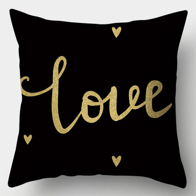 Fekete arany mintás párnahuzat négyzet alakú kanapé párnahuzat kreatív mintás párnahuzat