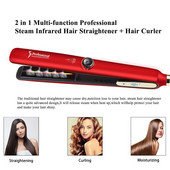 Професионална парна преса за коса Nano Ceramic Vapor Hair Flat Iron Ютия за изправяне на коса Маша Steamer Инструмент за оформяне на коса