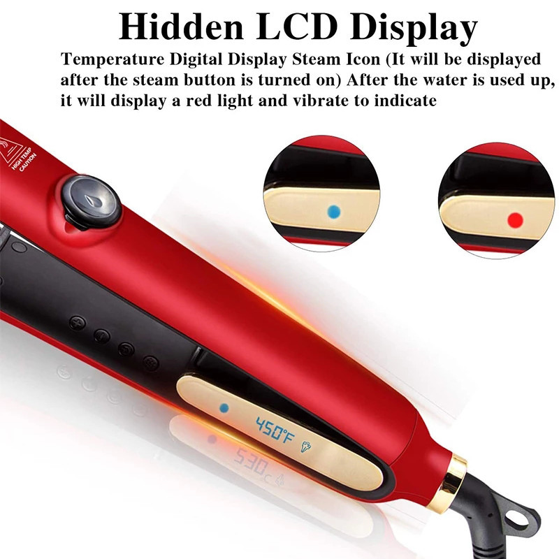 Професионална парна преса за коса Nano Ceramic Vapor Hair Flat Iron Ютия за изправяне на коса Маша Steamer Инструмент за оформяне на коса