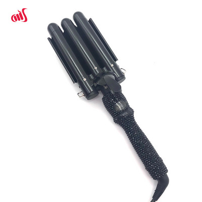 Garbanojimo lygintuvai Keraminiai gofruoti lygintuvai 3 statinės Crimper Kalnų krištolas Wave Trigubos plaukų formavimo priemonės ilgiems plaukams