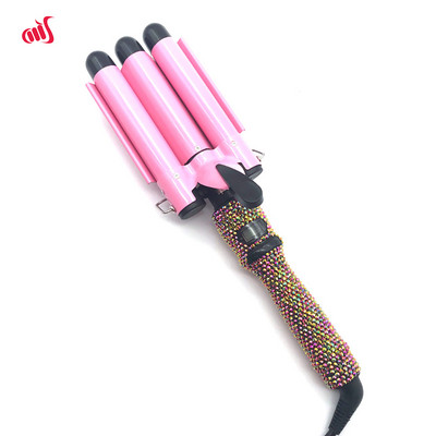 Garbanojimo lygintuvai Keraminiai gofruoti lygintuvai 3 statinės Crimper Kalnų krištolas Wave Trigubos plaukų formavimo priemonės ilgiems plaukams