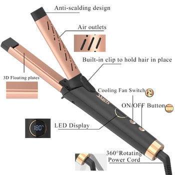 Επαγγελματικό ισιωτικό και μπούκλα μαλλιών One Step 2 in 1 με οθόνη LED 360° ροής αέρα Cool Air Cool Air Hair Styler