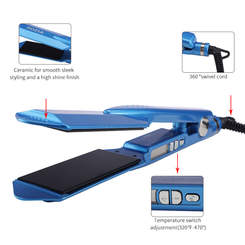 Ίσιωμα μαλλιών Εργαλείο styling μαλλιών Professional Flat Iron 11/4 Nano Titanium 450F Θερμοκρασία Μπλε σίδερο για μπούκλες