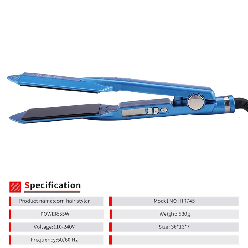 Ίσιωμα μαλλιών Εργαλείο styling μαλλιών Professional Flat Iron 11/4 Nano Titanium 450F Θερμοκρασία Μπλε σίδερο για μπούκλες