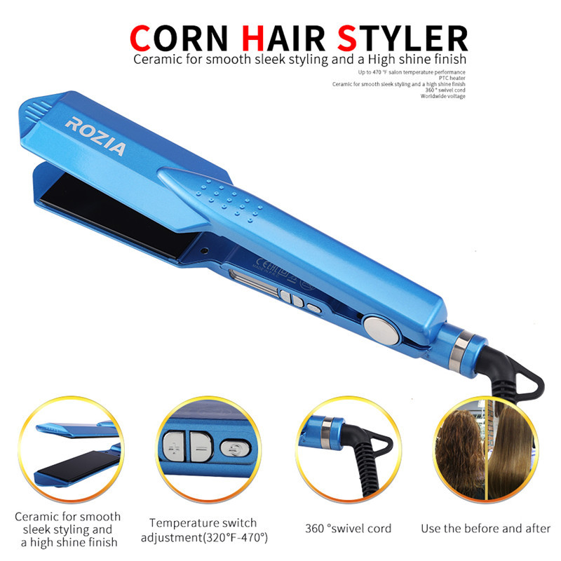 Ίσιωμα μαλλιών Εργαλείο styling μαλλιών Professional Flat Iron 11/4 Nano Titanium 450F Θερμοκρασία Μπλε σίδερο για μπούκλες