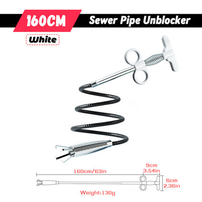 60/90/160mm kanalizācijas cauruļu atbloķētājs Snake Spring Pipe bagarēšanas rīks vannas istabai virtuvei Matu kanalizācijas izlietnes cauruļvadu tīrīšanas rīki