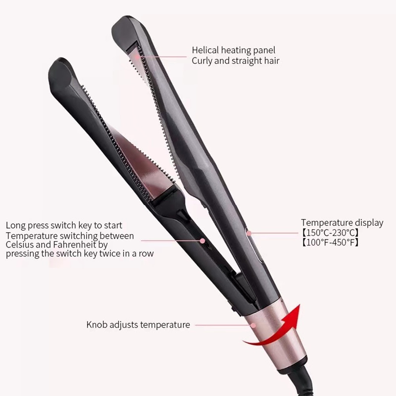 Twist Straightening Professzionális hajvasaló Flat Iron Fashion Styling 2 az 1-ben kerámia PTC gyorsmelegítő hajcsavaró vas hajeszköz