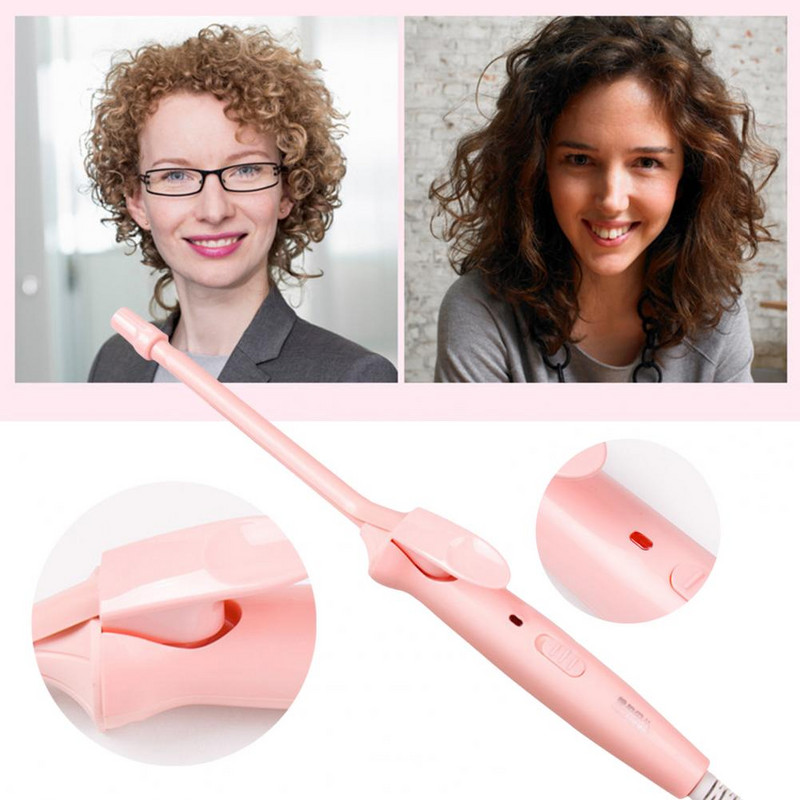 Fier de curling de 9 mm ondulator compact pentru fier de păr Placă de încălzire din ceramică Instrument de coafură Breton de ondulare interioară ondulator de fier de păr