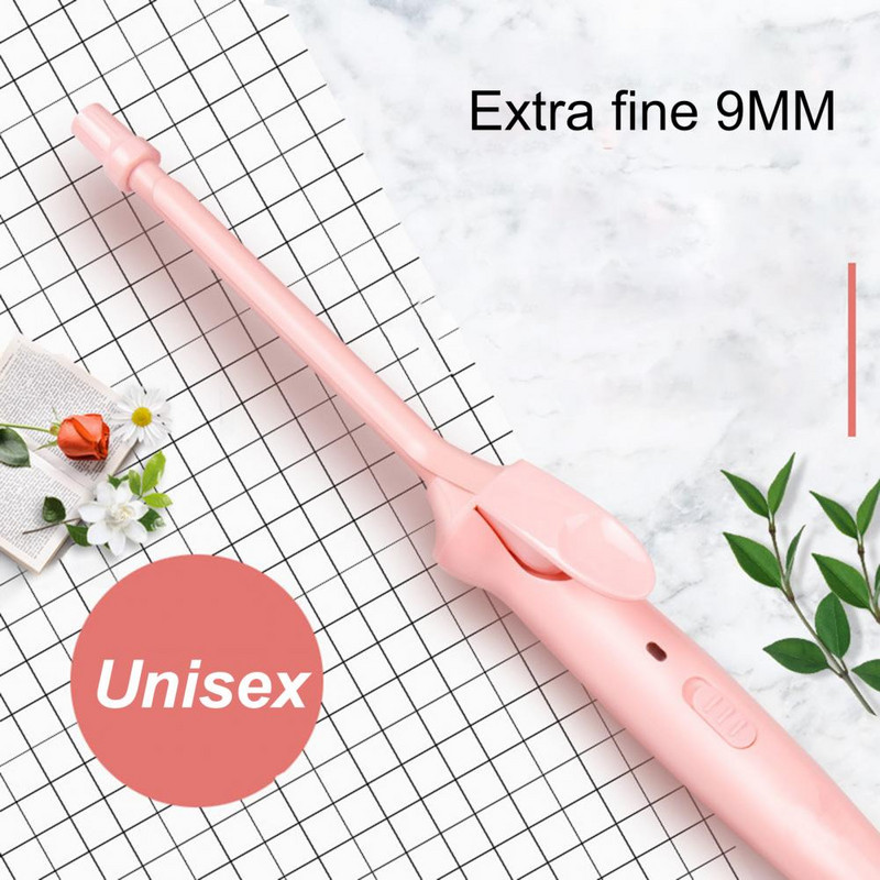 Fier de curling de 9 mm ondulator compact pentru fier de păr Placă de încălzire din ceramică Instrument de coafură Breton de ondulare interioară ondulator de fier de păr