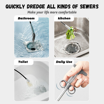 60 ιντσών Snake Spring Tube Unblocker Sink Drain Pipe Pipe Dredging Tool Cleaning Αποφράκτης κουζίνας Εργαλεία καθαρισμού μπάνιου