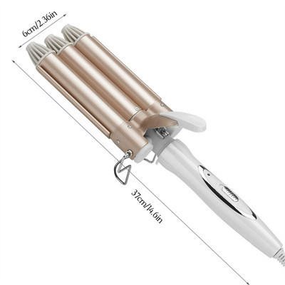 Ondulator profesional din ceramică cu triplu butoi, ondulator de păr, ondulator electric Fier de călcat electric, instrumente de coafat ondulat