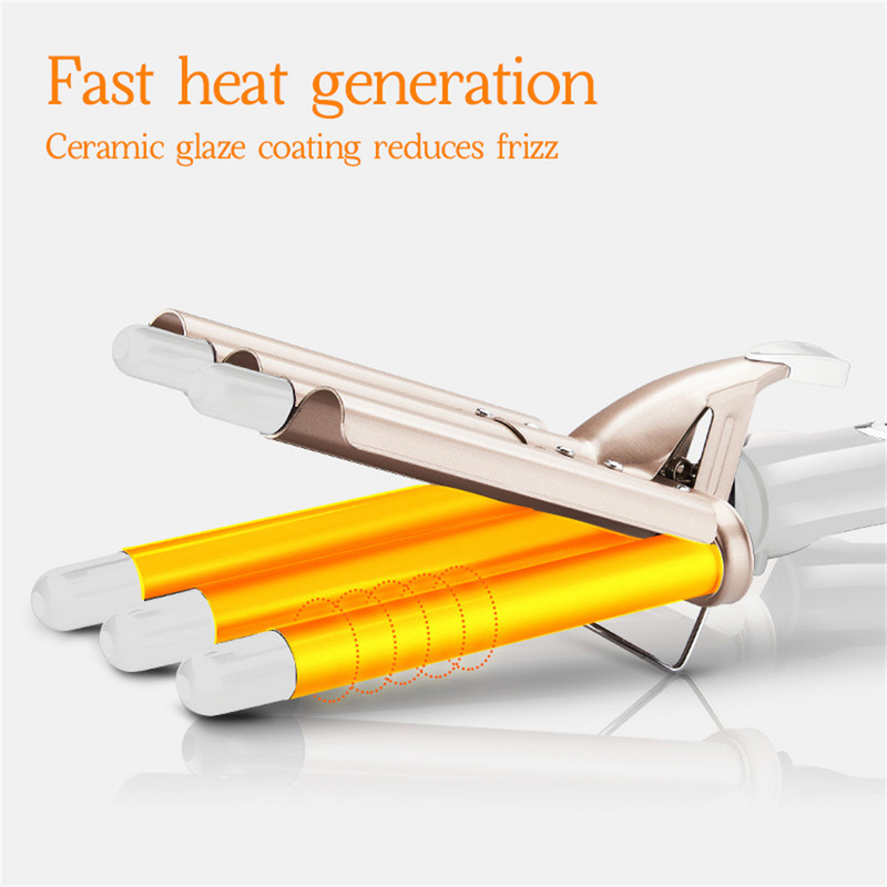 Ondulator profesional din ceramică cu triplu butoi, ondulator de păr, ondulator electric Fier de călcat electric, instrumente de coafat ondulat