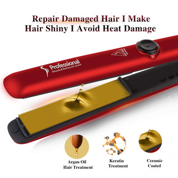 Инфрачервена парна плоска ютия Маша за коса Професионална салонна керамична регулируема температура за грижа за косата и стилизатор