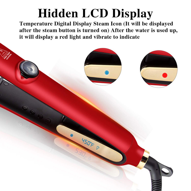 Fier de călcat plat cu abur cu infraroșu, ondulator, salon profesional, temperatură reglabilă din ceramică pentru îngrijirea părului și coafarea părului