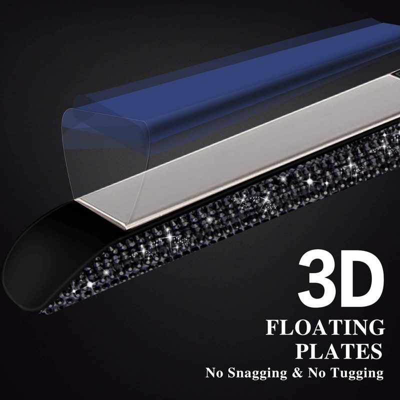 Placă de îndreptat RUCHA Placă de titan Fier de călcat 3D Fier de călcat plutitor Unelte pentru păr ondulat și drept cu cristale Bling