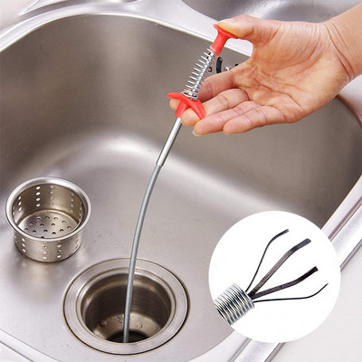 60/160/300cm Spring Pipe Dredging Tools,Drain Snake, Drain Cleaner Sticks Clog  Remover Cleaning Tools Household for Kitchen Sink Color: White 60cm