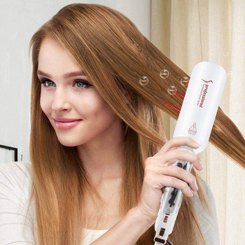 RUCHA Парна преса за коса Професионална инфрачервена ютия с широка плоча за дебела коса Flat Iron Salon Steampod Iron