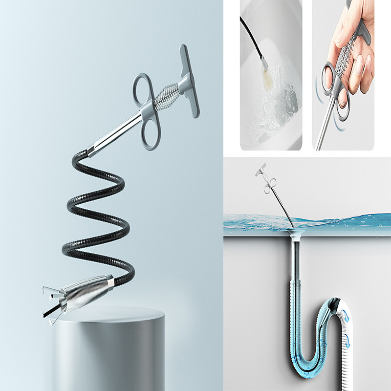 Csatornacső-feloldó Snake Spring Pipe kotrási eszköz Konyha Fürdőszoba Csatornatisztító szerszám Konyhai tartozékok60/90/160cm