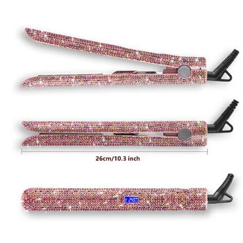 RUCHA Ίσιωμα μαλλιών Bling Crystal Flat Iron Professional Nano-Titanium Straightening Iron, MCH Instant Heat-up