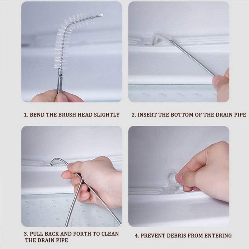 Külmiku tühjendussüvendi puhastuskomplekt, pikk painduv külmiku puhastushari Veesüvendustööriist Veetorude puhastusspiraalhari