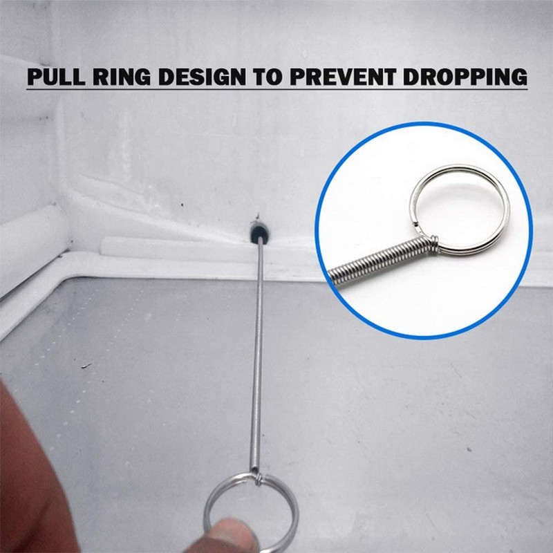 Külmiku tühjendussüvendi puhastuskomplekt, pikk painduv külmiku puhastushari Veesüvendustööriist Veetorude puhastusspiraalhari